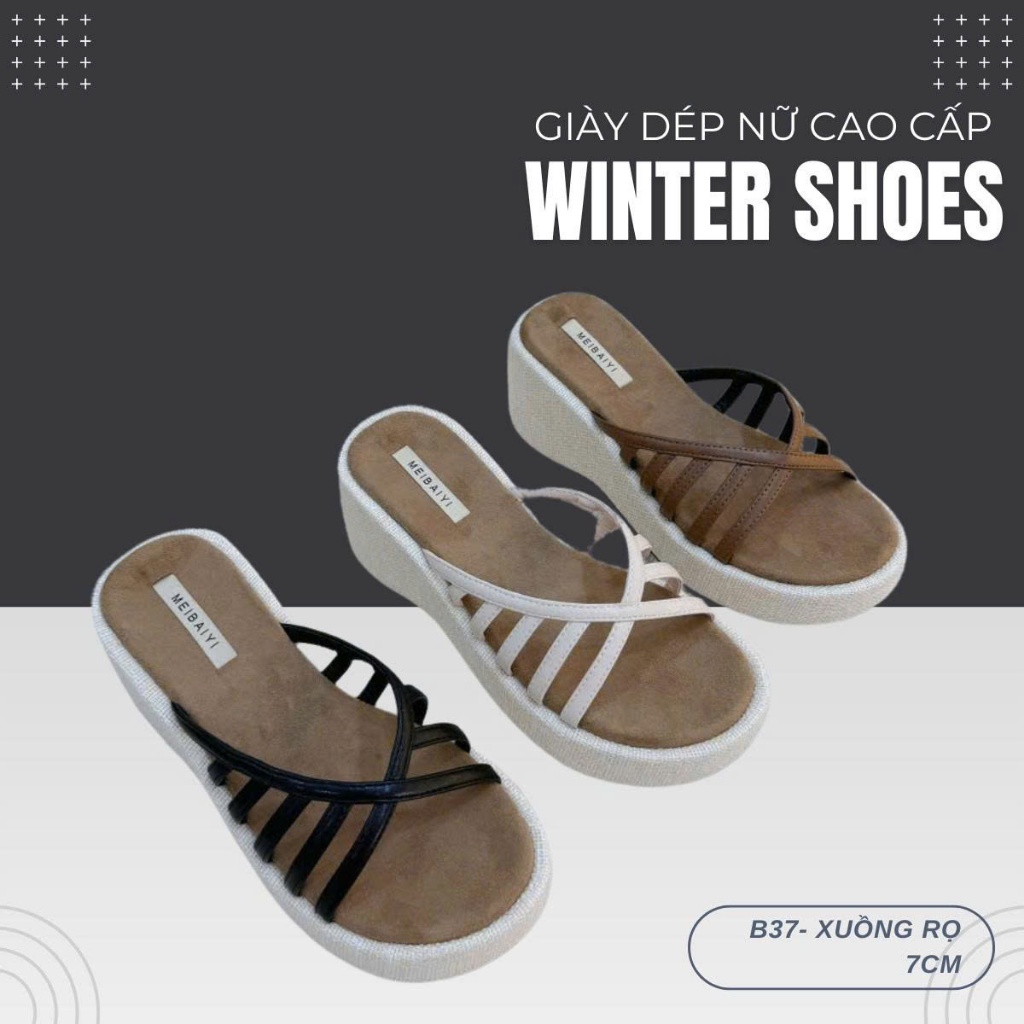 B37 Dép Xuồng Rọ 7CM Cho Nữ - Dép Đế Xuồng Cao Gót Thời Trang Êm Chân Dễ Phối Đồ