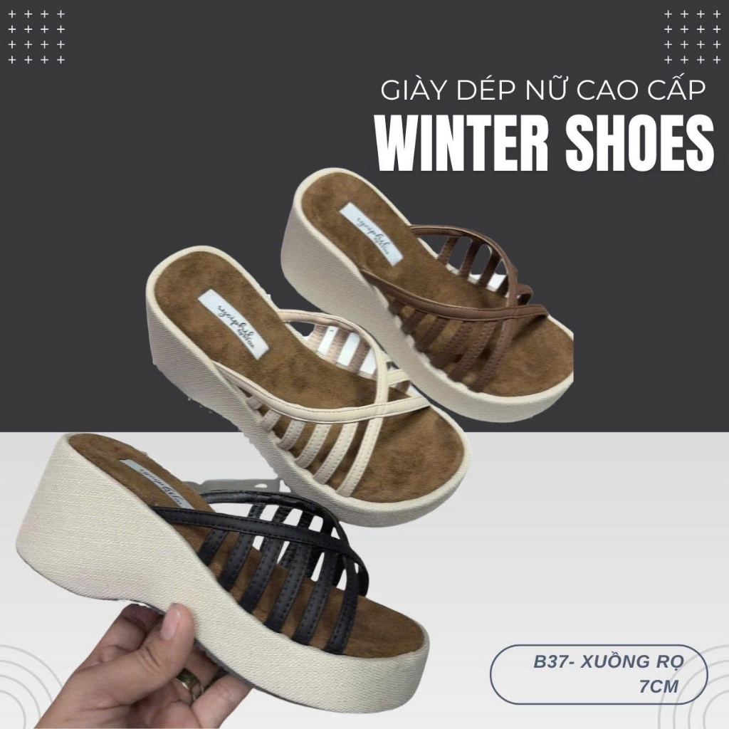 B37 Dép Xuồng Rọ 7CM Cho Nữ - Dép Đế Xuồng Cao Gót Thời Trang Êm Chân Dễ Phối Đồ