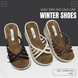 B37 Dép Xuồng Rọ 7CM Cho Nữ - Dép Đế Xuồng Cao Gót Thời Trang Êm Chân Dễ Phối Đồ
