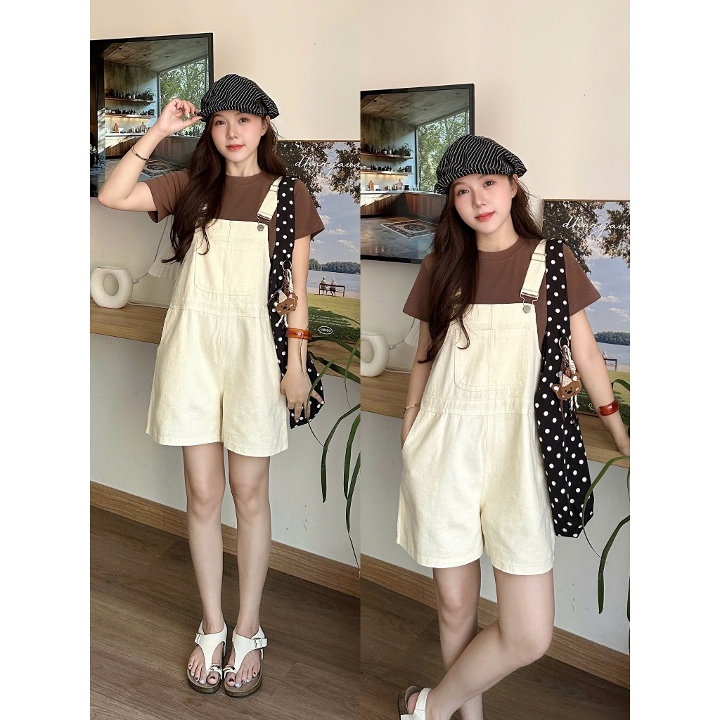 Yếm quần đùi trơn túi vuông trước XONXENSHOP