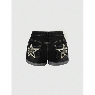 Quần Short Jean Y2K Thêu Ngôi Sao Goth(Hàng oder vui lòng không huỷ giúp e)