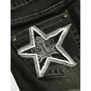 Quần Short Jean Y2K Thêu Ngôi Sao Goth(Hàng oder vui lòng không huỷ giúp e)
