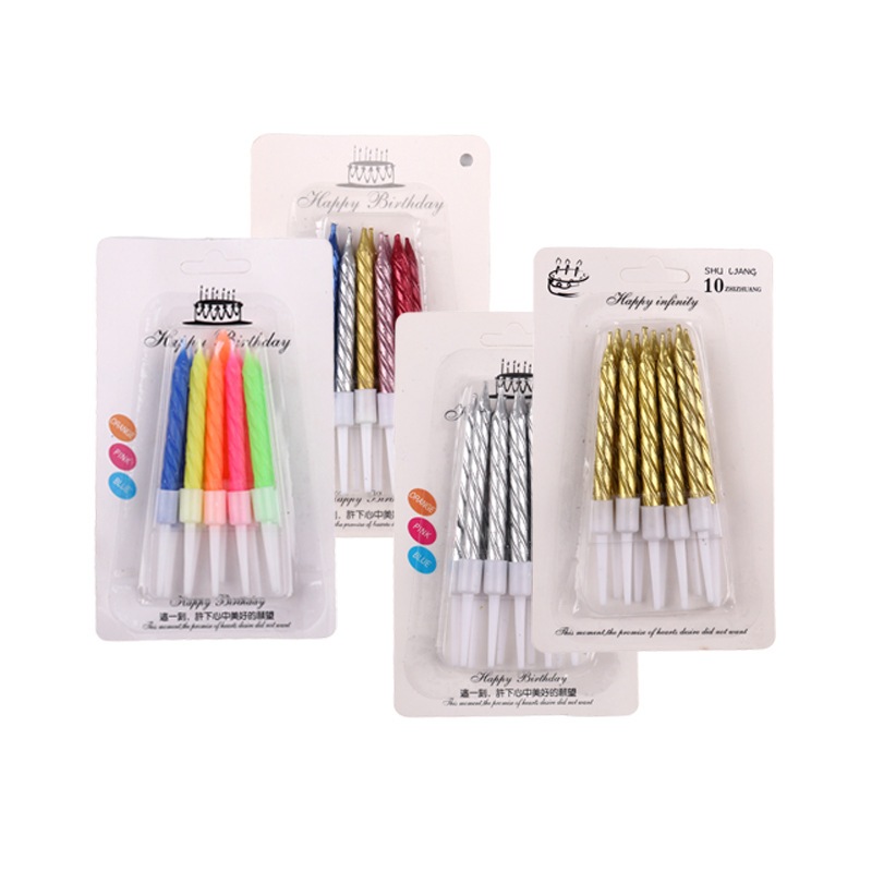 Combo 10 VỈ NẾN NGẮN sắc màu trang trí bánh sinh nhật, nến sinh nhật trang trí bán kem DUHA 043
