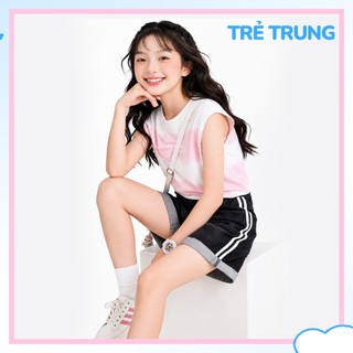 Áo Sát Nách Bé Gái ETT26S003R | Wookids | 8-14 Tuổi | 100% Cotton Mềm Mát, Thoáng Khí, Dễ Thương
