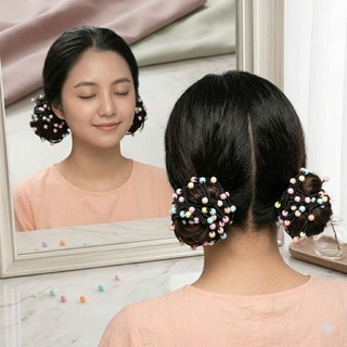 Dây Buộc Tóc Thun Đen Đính Hạt Đậu Màu Sắc Cute Sợi Mảnh Co Giãn Tốt Giá Sỉ Cho Học Sinh Sinh Viên