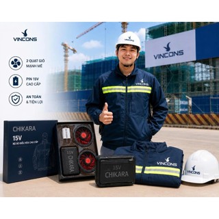 Áo Điều Hòa 19V CHIKARA Kèm Pin Sạc Chính Hãng – Áo Quạt Gió Làm Mát Công Trình Cho Kỹ Sư, Công Nhân VINCONS