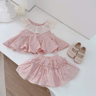 Quần áo trẻ em, Set hồng thêu hoa bé gái 9-26kg S2148 Tiểu Yến KID
