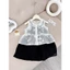Đầm thiết kế cho bé gái, Đầm tiệc cho bé gái, Váy 2 dây liền thân mix áo ren trắng 12-35kg Sunny Kids