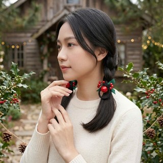 Dây Cột Tóc Quả Anh Đào Cho Nữ Phong Cách Hàn Quốc Chụp Ảnh Cực Xinh