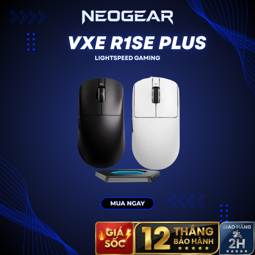 [⚡NEW Cực Hot] Chuột Gaming Không Dây VXE R1 SE Plus - PAW3395 SE & PIN 130H - Hiệu Năng Esport- 40G
