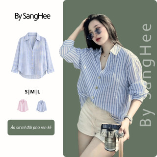 Áo Sơ Mi Đũi Kẻ Xanh Cúc Trai Form Rộng – Style Basic Hàn Quốc Thanh Lịch GEMINI