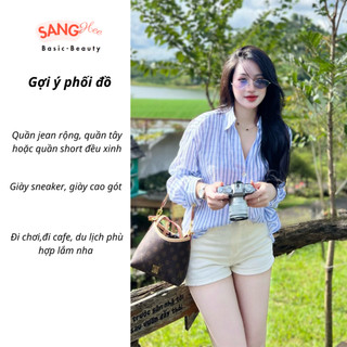 Áo Sơ Mi Đũi Kẻ Xanh Cúc Trai Form Rộng – Style Basic Hàn Quốc Thanh Lịch GEMINI