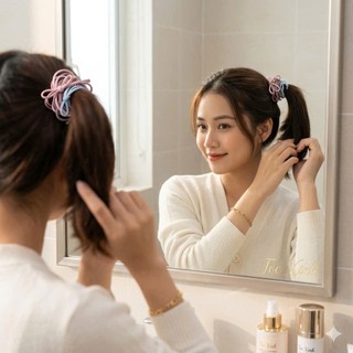 Thun Cột Tóc Co Giãn Đàn Hồi Tốt Nhiều Màu Pastel Vintage Cho Nữ
