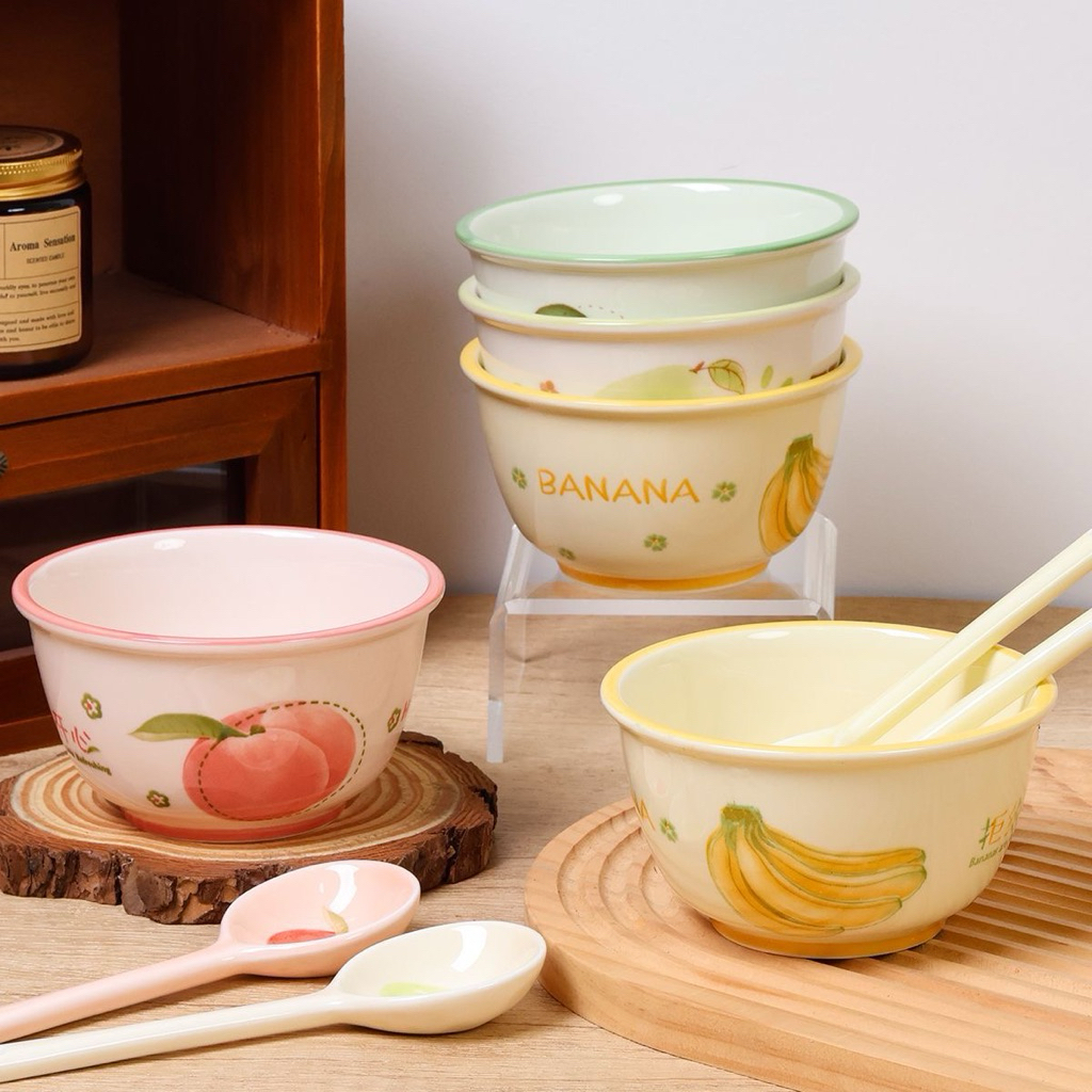 Chén Bát Cơm Sứ Cao Cấp Hình Hoạt Hình Ngộ Nghĩnh – Chén Sứ Ăn Cơm Cute Hình Bánh Trái Cây Dễ Thương