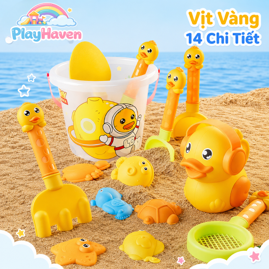 Đồ chơi xô xúc cát 18 chi tiết, đồ chơi đi biển cho bé chơi thoả thích