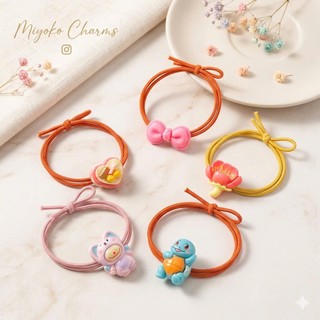 Set Dây Buộc Tóc Đính Hình Thú Hoa Quả Cute Phong Cách Hàn Quốc