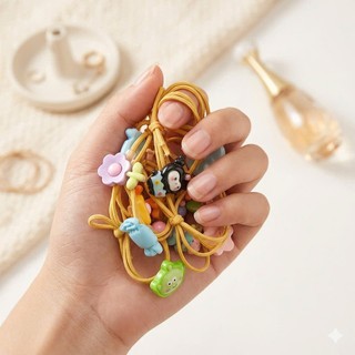 Set Dây Buộc Tóc Đính Hình Thú Hoa Quả Cute Phong Cách Hàn Quốc