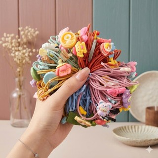 Set Dây Buộc Tóc Đính Hình Thú Hoa Quả Cute Phong Cách Hàn Quốc
