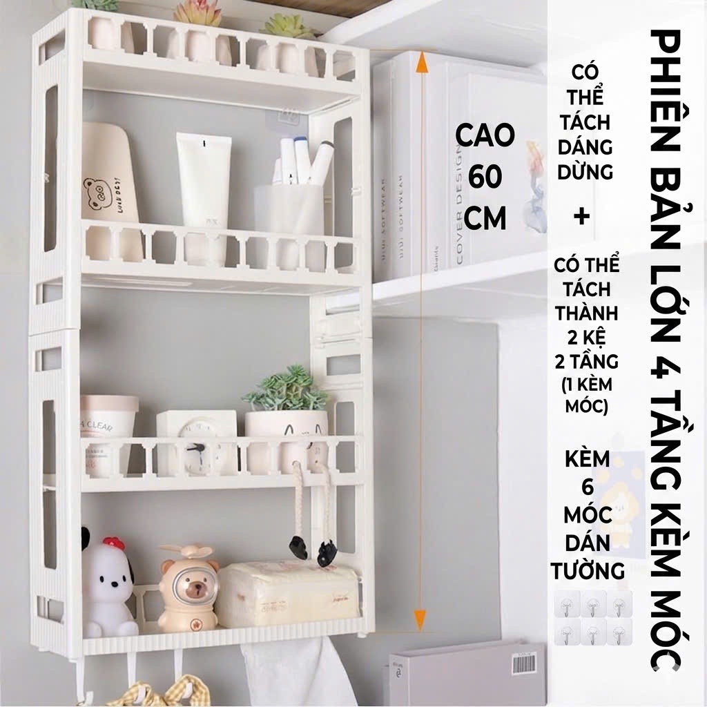 Kệ Đa Năng Dán Tường 2/3/4 Tầng - Kệ Để Đồ Decor Phòng Ngủ , Bàn Học , Nhà Bếp , Nhà Tắm , | BigBuy360 - bigbuy360.vn