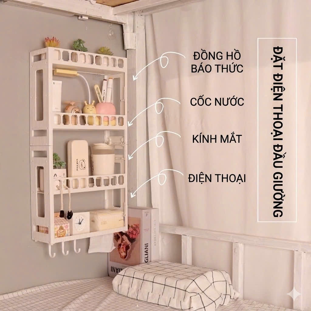 Kệ Đa Năng Dán Tường 2/3/4 Tầng - Kệ Để Đồ Decor Phòng Ngủ , Bàn Học , Nhà Bếp , Nhà Tắm , | BigBuy360 - bigbuy360.vn