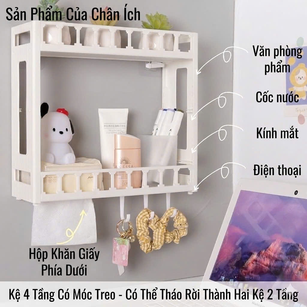 Kệ Đa Năng Dán Tường 2/3/4 Tầng - Kệ Để Đồ Decor Phòng Ngủ , Bàn Học , Nhà Bếp , Nhà Tắm , | BigBuy360 - bigbuy360.vn