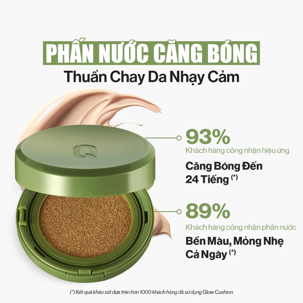 Phấn nước Glamrr Q Vegan Super Glow/ Cover/ DD Cushion Thuần Chay Lành Tính Cho Da Nhạy Cảm - Ever Queen