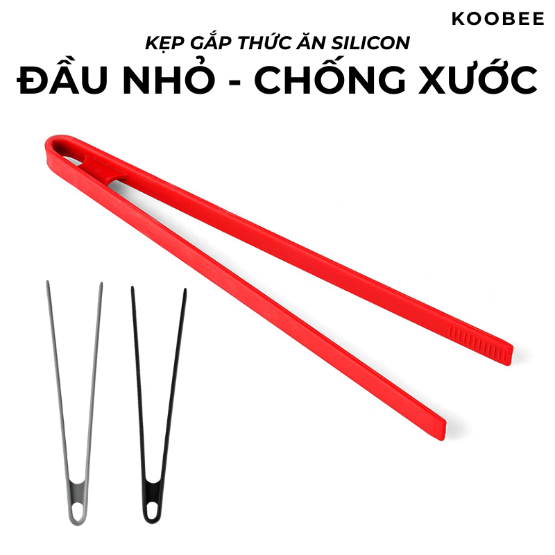 Kẹp Gắp Thức Ăn Silicon Đầu Nhỏ Chống Dính, Chịu Nhiệt KOOBEE – Kẹp Gắp Đồ Nướng Nóng An Toàn, Tiện Lợi | 286