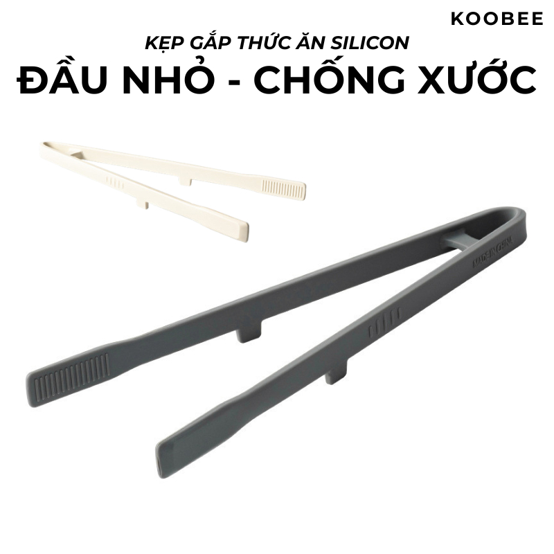 Kẹp Gắp Nướng Silicon Chịu Nhiệt KOOBEE – Kẹp Gắp Thịt BBQ Kiểu Hàn Quốc Dài 26.5cm Có Chân Đế Chống Nóng Tiện Lợi | 356