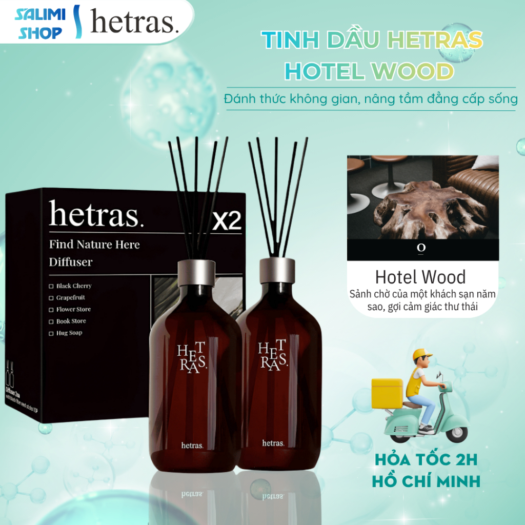 Tinh Dầu Thơm Phòng Hàn Quốc Hetras (Hương: HOTEL WOOD) 500ml, Tinh Dầu Hương Nước Hoa Cao Cấp