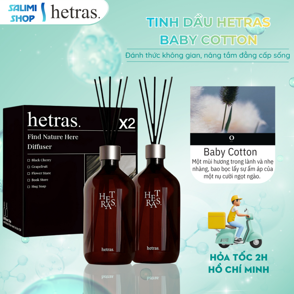 Tinh Dầu Thơm Phòng Hàn Quốc Hetras (Hương: BABY COTTON) 500ml,Tinh Dầu Hương Nước Hoa Cao Cấp