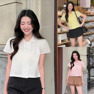 Áo Sơ Mi Cổ Sen Cộc Tay A3 Phối Cúc Xinh – Style Nàng Thơ Hàn Quốc GEMINI