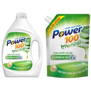 Nước rửa chén POWER100 Natural Tinh Dầu Lô Hội  - 3kg