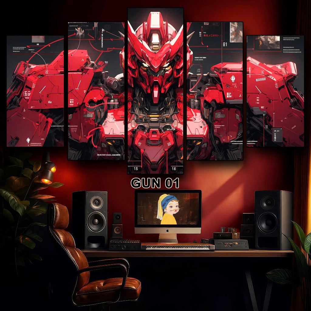 Tranh GUNDAM- Bộ Ghép 5 Tấm Tráng Gương Dán Tường Nhựa Fomex 5mm Decor Phòng Khách, Gaming Tặng Keo Dán | BigBuy360 - bigbuy360.vn