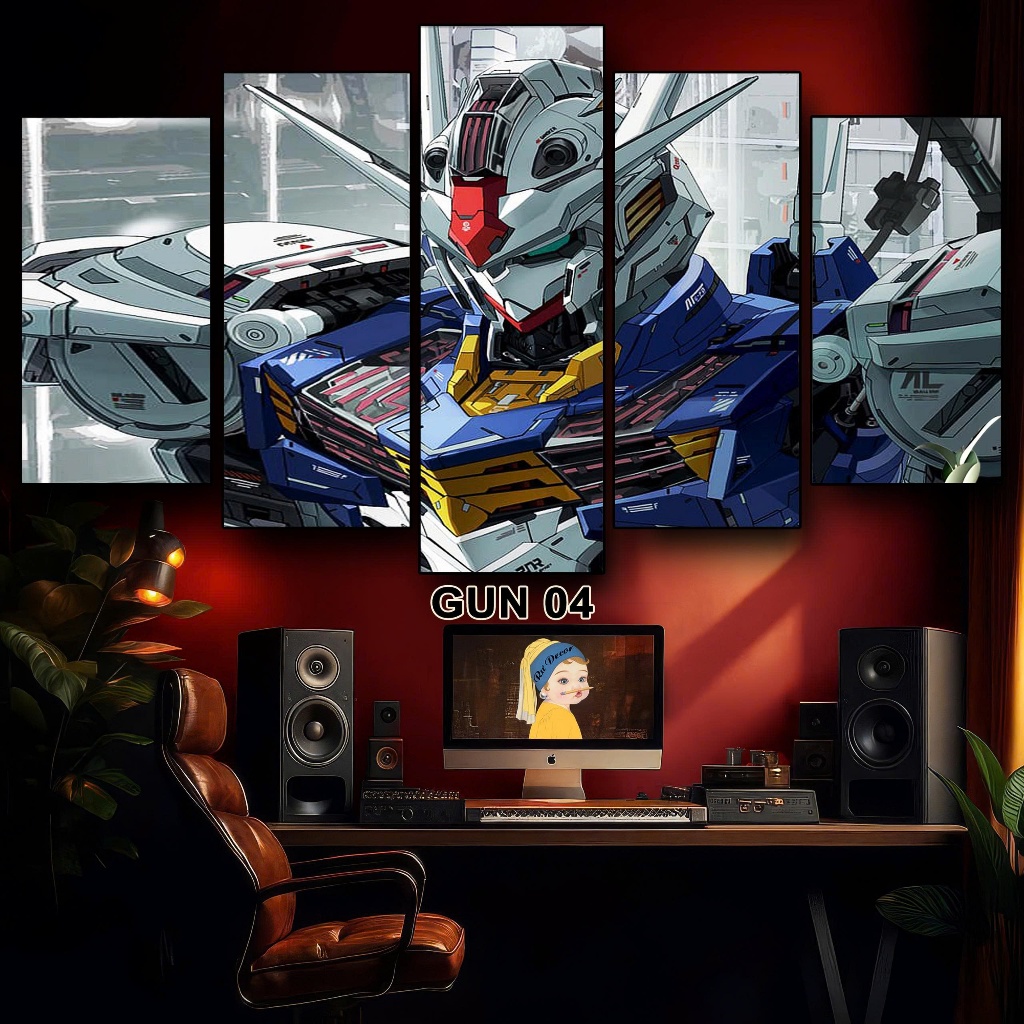 Tranh GUNDAM- Bộ Ghép 5 Tấm Tráng Gương Dán Tường Nhựa Fomex 5mm Decor Phòng Khách, Gaming Tặng Keo Dán | BigBuy360 - bigbuy360.vn