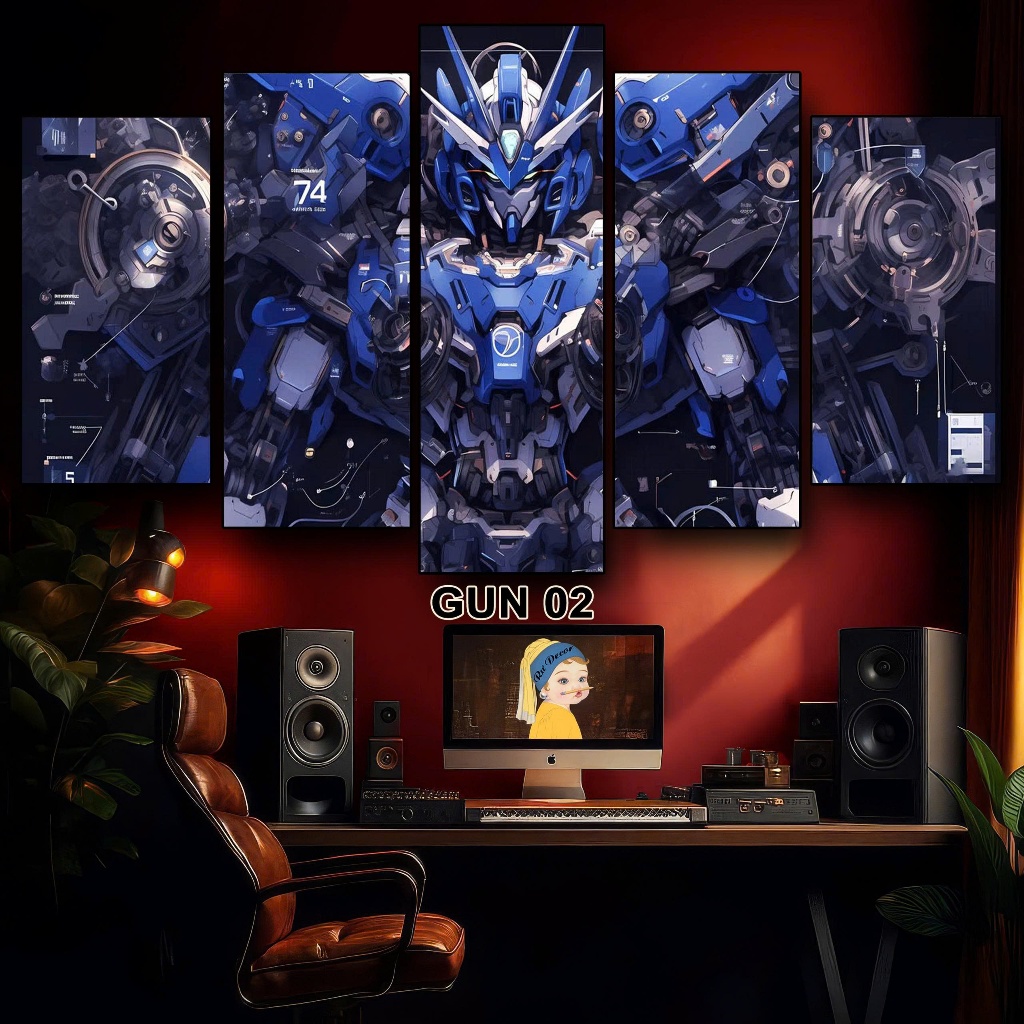 Tranh GUNDAM- Bộ Ghép 5 Tấm Tráng Gương Dán Tường Nhựa Fomex 5mm Decor Phòng Khách, Gaming Tặng Keo Dán | BigBuy360 - bigbuy360.vn