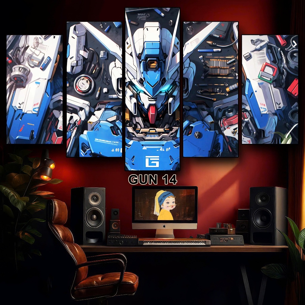 Tranh GUNDAM- Bộ Ghép 5 Tấm Tráng Gương Dán Tường Nhựa Fomex 5mm Decor Phòng Khách, Gaming Tặng Keo Dán | BigBuy360 - bigbuy360.vn