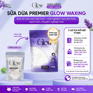 Sáp Wax Lông Sữa Dừa Premier GLOWWAXING Hàng Chính Hãng Chuyên Wax Body, Nách, Bikini Tặng Que