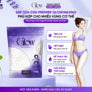 Sáp Wax Lông Sữa Dừa Premier GLOWWAXING Hàng Chính Hãng Chuyên Wax Body, Nách, Bikini Tặng Que