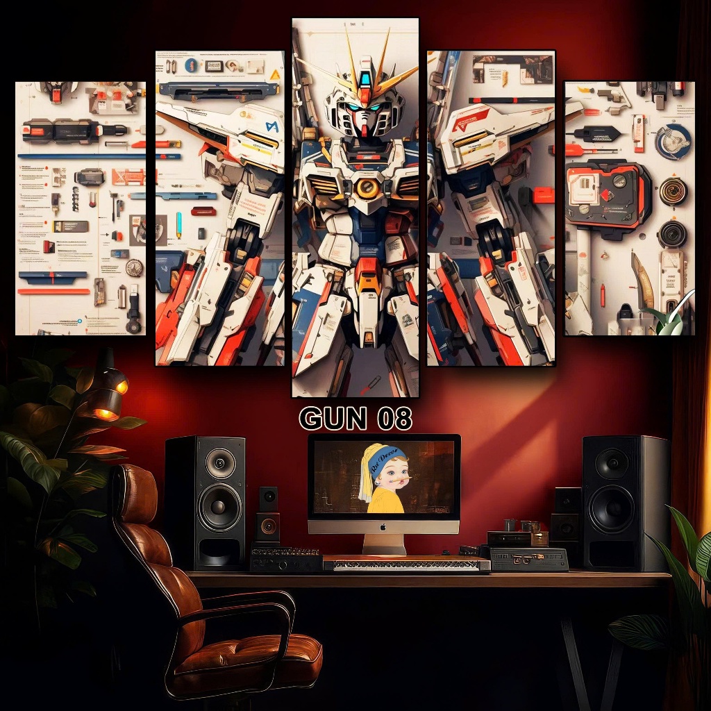 Tranh GUNDAM- Bộ Ghép 5 Tấm Tráng Gương Dán Tường Nhựa Fomex 5mm Decor Phòng Khách, Gaming Tặng Keo Dán | BigBuy360 - bigbuy360.vn