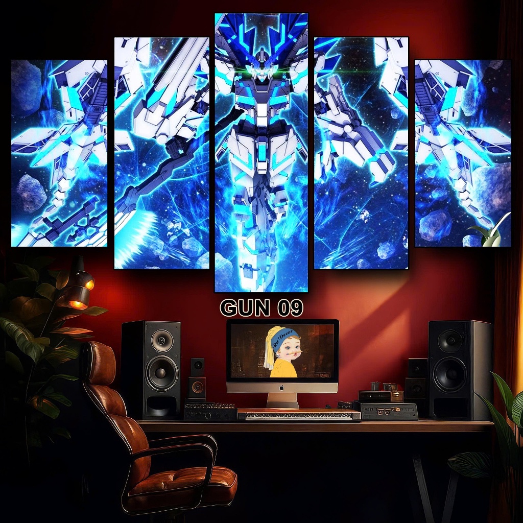 Tranh GUNDAM- Bộ Ghép 5 Tấm Tráng Gương Dán Tường Nhựa Fomex 5mm Decor Phòng Khách, Gaming Tặng Keo Dán | BigBuy360 - bigbuy360.vn