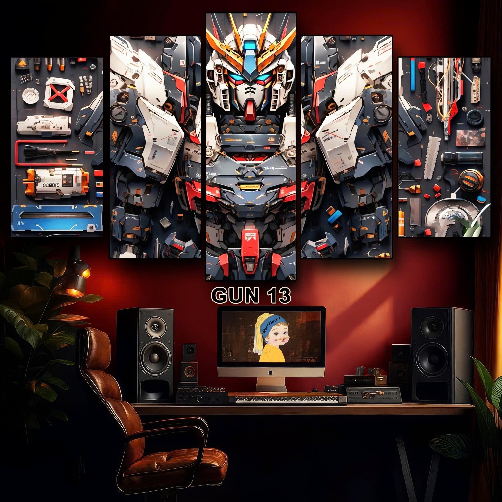 Tranh GUNDAM- Bộ Ghép 5 Tấm Tráng Gương Dán Tường Nhựa Fomex 5mm Decor Phòng Khách, Gaming Tặng Keo Dán | BigBuy360 - bigbuy360.vn