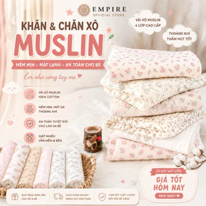 Chăn em bé mầm non tiểu học, chăn vải xô muslin 4 lớp, chăn mềm mỏng chống ngạt thở cho bé sơ sinh - EMPIRE Bedding
