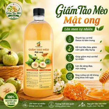 1L Giấm Táo Mèo Mật Ong Tây Bắc - Dấm Táo Hữu Cơ Detox Giảm Mỡ Bụng An Toàn Hiệu Quả