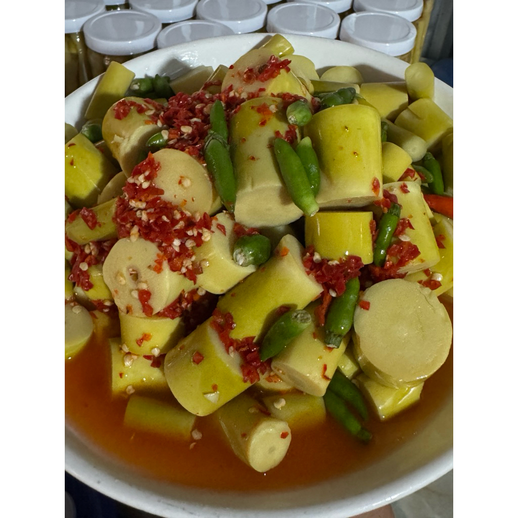 2 hộp măng lóng - muối chua cay ngọt - đường + muối + ớt ( 1kg8 - 2kg )
