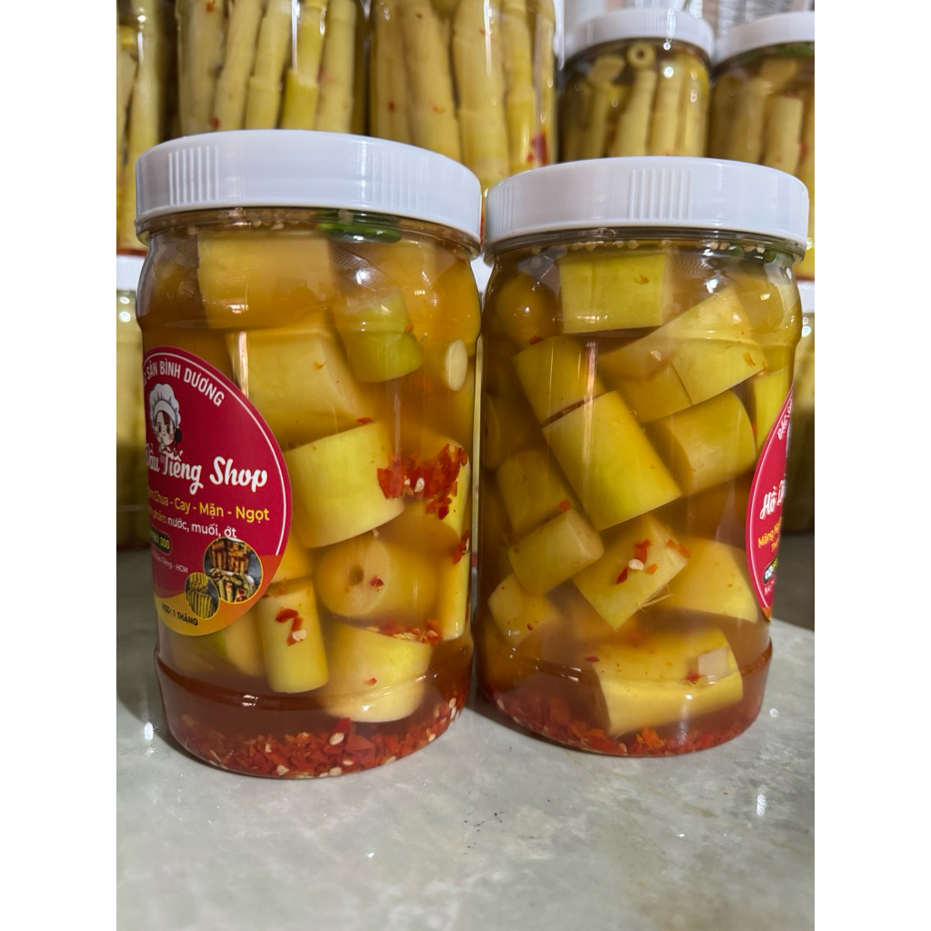 2 hộp măng lóng - muối chua cay ngọt - đường + muối + ớt ( 1kg8 - 2kg )