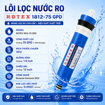 Màng Lọc RO ROTEX 1812-75 GPD – Màng RO Gia Đình Lọc Nước Tinh Khiết, Loại Bỏ Tạp Chất Hiệu Quả