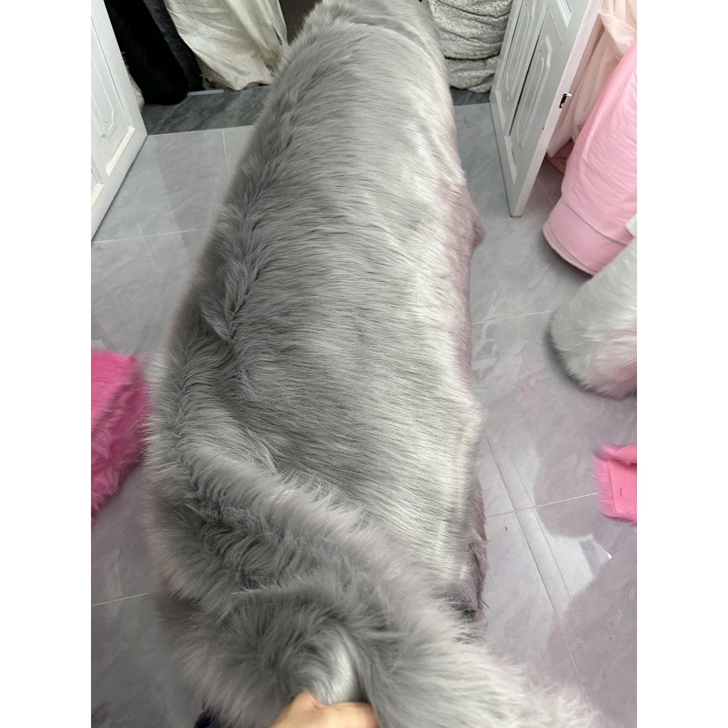 Thảm Lông Màu Xám Lông Dài Nhiều Kích Thước -Thảm Lông Lót bàn Trang Điểm