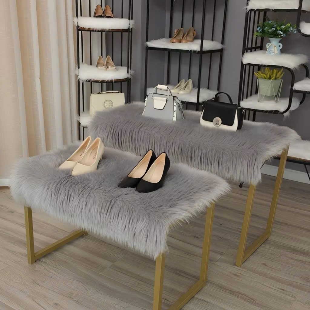 Vải Lông Nhân Tạo Màu Xám Và Trắng Lông Dài - Vải Lông DeCor Chụp Hình