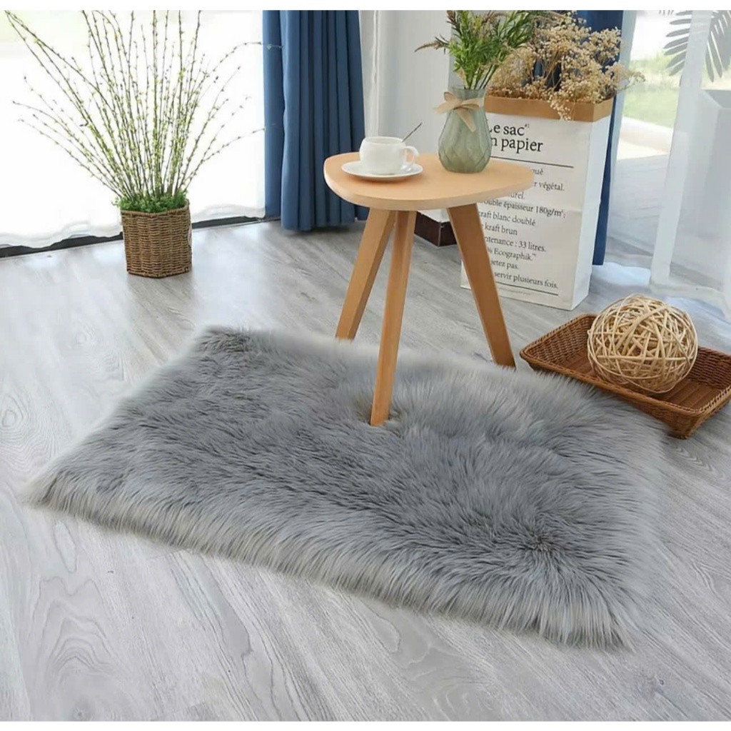 Vải Lông Nhân Tạo Màu Xám Và Trắng Lông Dài - Vải Lông DeCor Chụp Hình