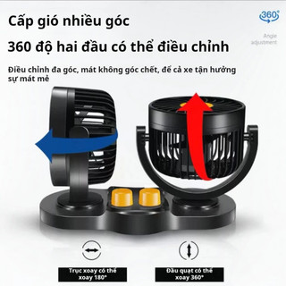 Quạt Đôi USB Ô Tô 360 Độ – Quạt Làm Mát Mini 2 Đầu Siêu Mạnh, Cực Êm, Dùng Cho Xe Hơi Văn Phòng